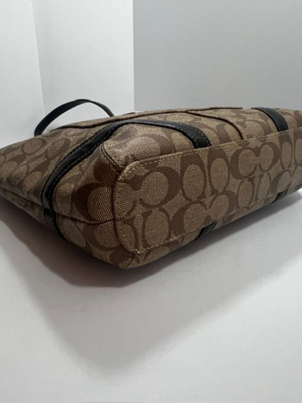 COACH PEYTON HERITAGE TOTE F18917 TAN / DRK BROWN - Picture 8 of 16